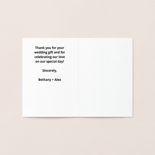 Tarjeta de agradecimiento de la elegante boda clás (Interior)