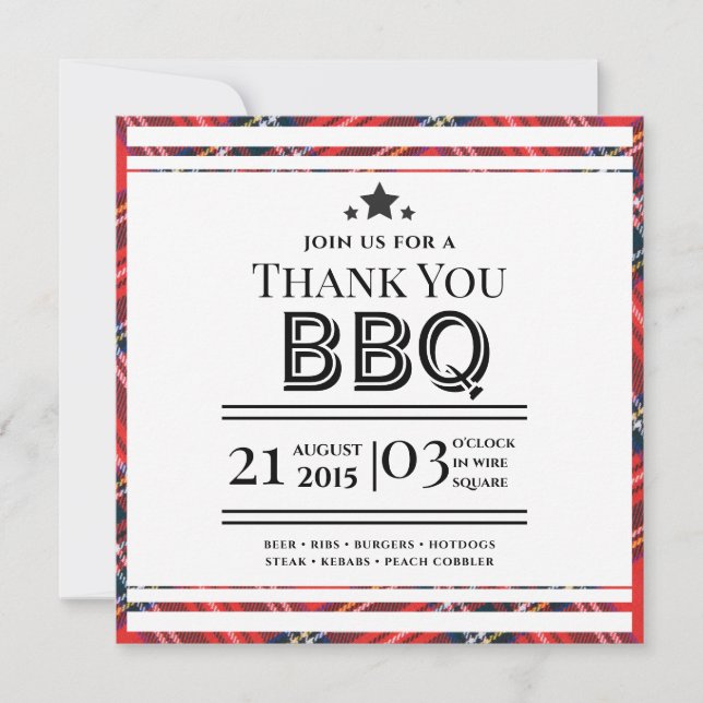 Tarjeta de agradecimiento de la fiesta de barbacoa (Anverso)