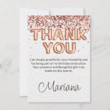 Tarjeta de agradecimiento de la fiesta de cumpleañ