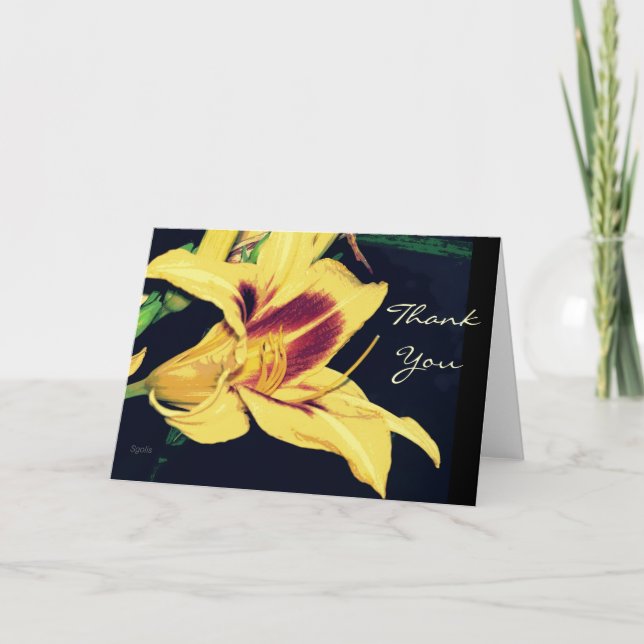Tarjeta de agradecimiento de la flor de día de lir (Anverso)