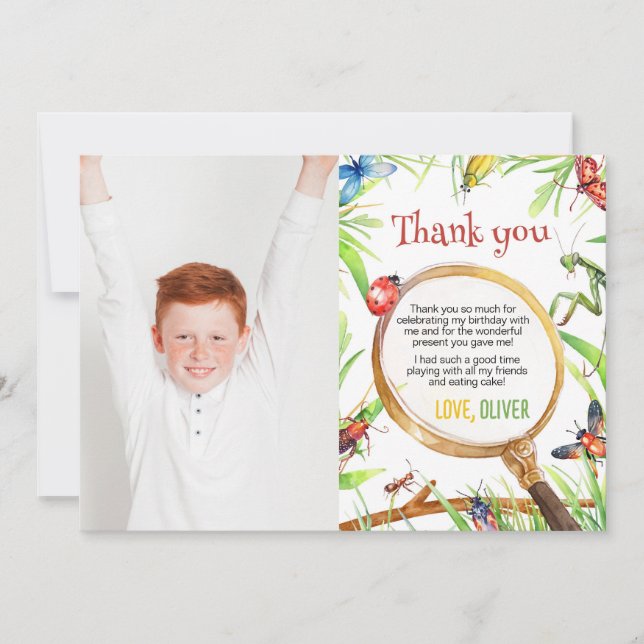 Tarjeta de agradecimiento de la foto de cumpleaños (Anverso)