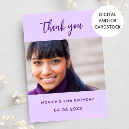 Tarjeta de agradecimiento de la foto violeta de cu