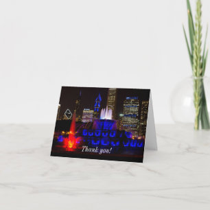 Tarjeta de agradecimiento de la fuente azul Buckin