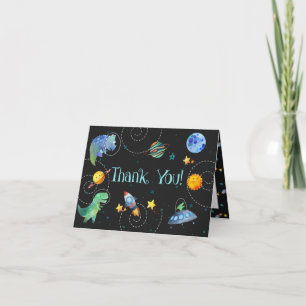 Tarjeta de agradecimiento de la galaxia del dinosa