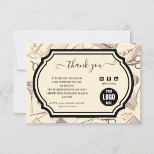 Tarjeta de agradecimiento de la marca de barbería