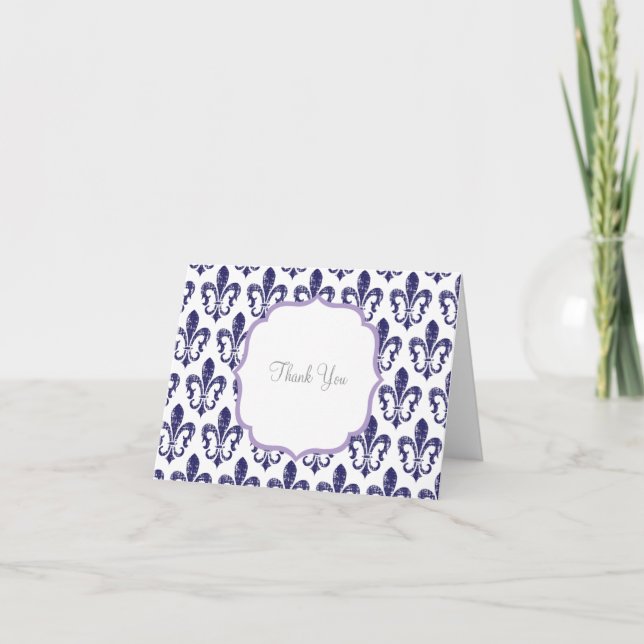 Tarjeta de agradecimiento de la marina/lavanda (Anverso)