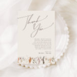 Tarjeta de agradecimiento de la Mesa Boho Autumn W<br><div class="desc">Presentamos nuestra impresionante tarjeta de agradecimiento boho otoño con flores silvestres de color beige, que abarca un diseño sencillo y moderno que refleja la belleza de la naturaleza. Con flores de acuarela de otoño prensado y hojas de terracota, captura la esencia de los tonos naranjas quemados en octubre, creando un...</div>