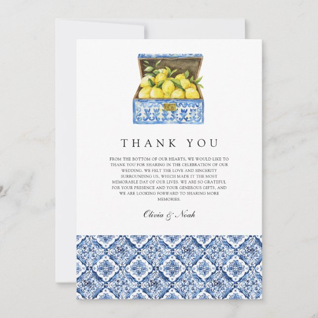 Tarjeta de agradecimiento de la mosaico de limón m (Anverso)