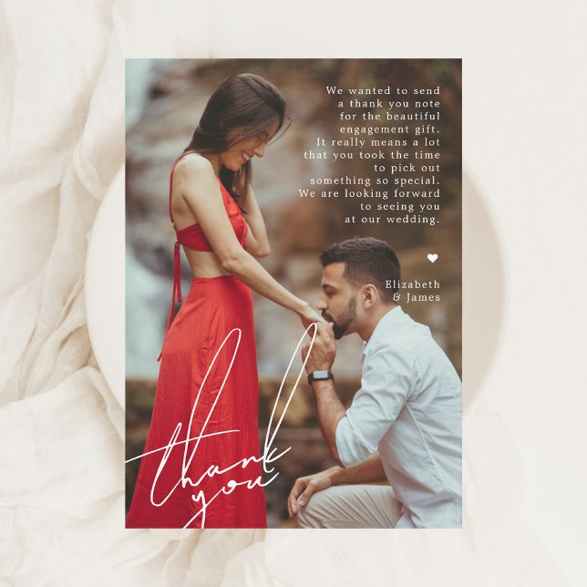 Tarjeta de agradecimiento de la parte de compromis (Couple Engagement Party Thank You Card)