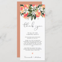 Tarjeta de agradecimiento de la tabla Baby Shower 