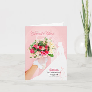 Tarjeta De Agradecimiento de la vestido de novia rosada