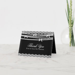 Tarjeta de agradecimiento de Lace Pearl Black Brid