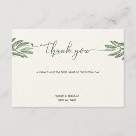 Tarjeta de agradecimiento de las hojas de olivo Bo