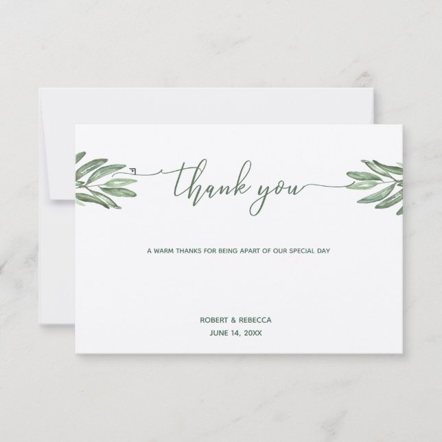 Tarjeta de agradecimiento de las hojas de olivo Bo (Anverso)