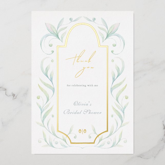 Tarjeta de agradecimiento de las hojas verdes para (Anverso)