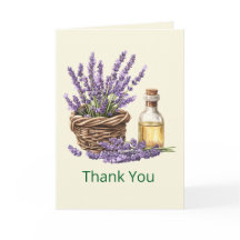 Tarjeta de agradecimiento de lavanda botánica vint