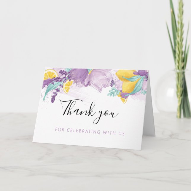 Tarjeta de agradecimiento de lavanda y limón (Anverso)