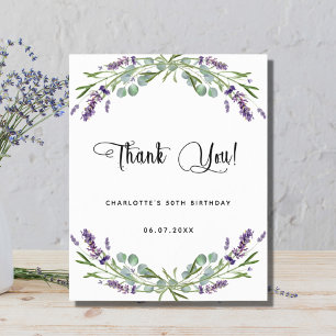 Tarjeta de agradecimiento de lavender eucalipto cu