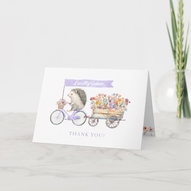 Tarjeta de agradecimiento de Lavender Hedgehog Bab (Anverso)