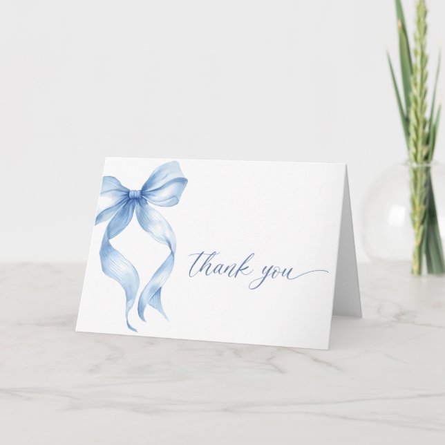 Tarjeta de agradecimiento de lazo azul editable (Anverso)