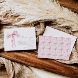 Tarjeta de agradecimiento de lazo rosa Coqueta de