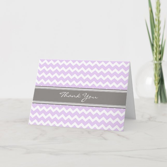 Tarjeta de agradecimiento de Lilac Gray Chevrons B (Anverso)