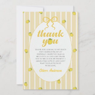 Tarjeta de agradecimiento de limón amarillo