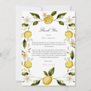 Tarjeta de agradecimiento de limón mediterráneo mo