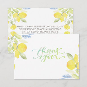 Tarjeta de agradecimiento de limones en acuarela