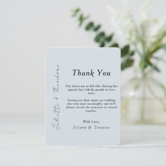Tarjeta de agradecimiento de lino azul elegante