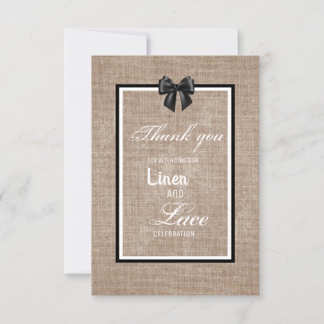 Tarjeta de agradecimiento de lino y encaje (Anverso)