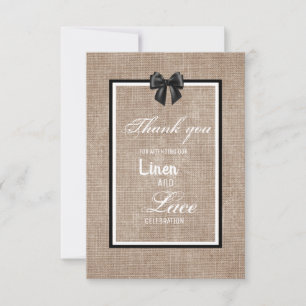 Tarjeta de agradecimiento de lino y encaje