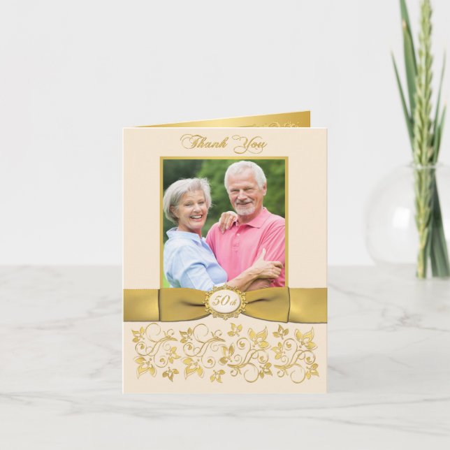 TARJETA DE AGRADECIMIENTO DE LISTÓN IMPRESO Floral (Anverso)