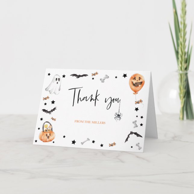 Tarjeta de agradecimiento de Little Boo Halloween (Anverso)