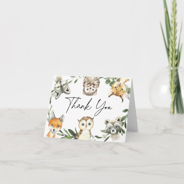 Tarjeta de agradecimiento de Little Woodland Baby  (Anverso)