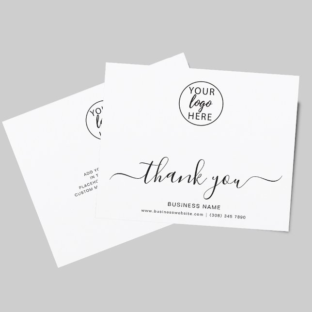 Tarjeta de agradecimiento de logotipo comercial de (Elegant Script Business Logo Thank You Card)
