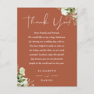 Tarjeta de agradecimiento de lugar de boda con veg