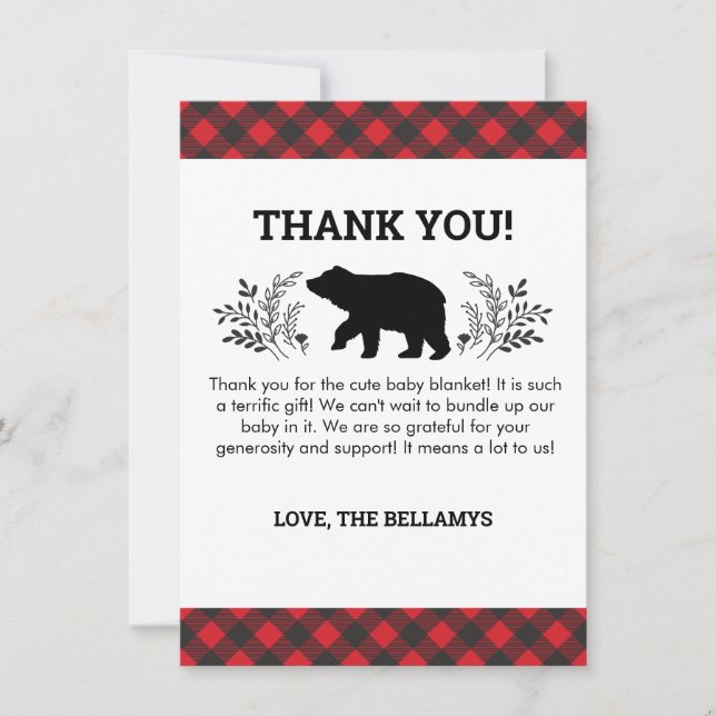 Tarjeta de agradecimiento de Lumberjack Bear (Anverso)