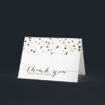 Tarjeta de agradecimiento de lunares de confeti ro<br><div class="desc">Tarjeta de agradecimiento de lunares de confeti 
  Tarjetas elegantes y únicas con lunares de confeti rosa,  dorado y púrpura oscuro. Están disponibles artículos coincidentes y otros colores.</div>