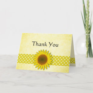 Tarjeta de agradecimiento de lunares y girasoles