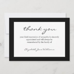 Tarjeta de agradecimiento de luto por funeral con 