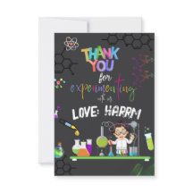Tarjeta de agradecimiento de Mad Science Birthday 