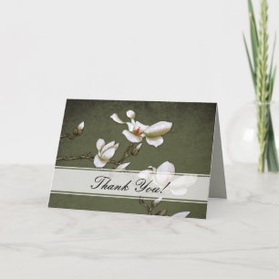 Tarjeta de agradecimiento de magnolia verde y blan