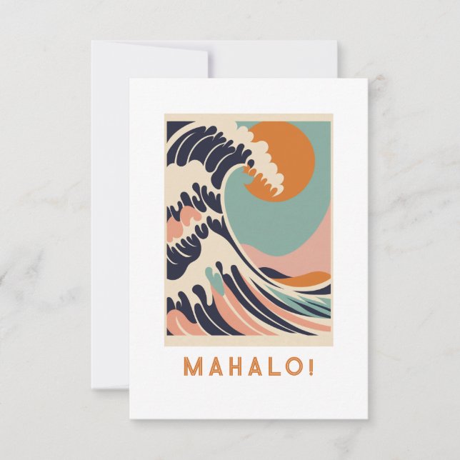Tarjeta de agradecimiento de Mahalo, gran ola (Anverso)