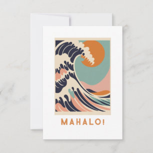 Tarjeta de agradecimiento de Mahalo, gran ola