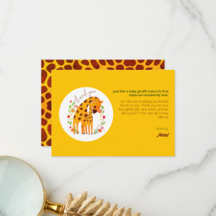 Tarjeta de agradecimiento de mamá y bebé jirafa
