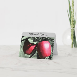 Tarjeta de agradecimiento de manzanas rojas negra