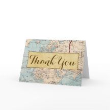 Tarjeta de agradecimiento de mapa de viaje