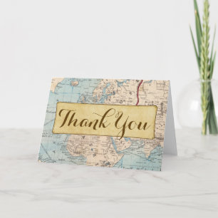 Tarjeta de agradecimiento de mapa de viaje