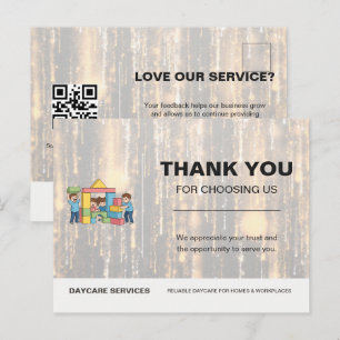 Tarjeta de agradecimiento de marca de guardería el